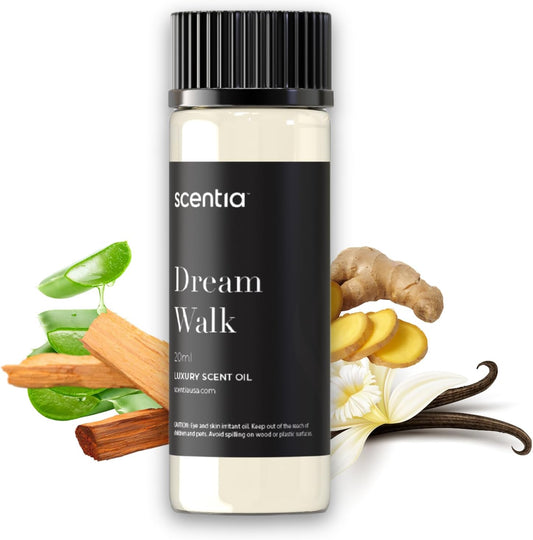 Scentia Hotel Diffuser Oil Inspired by The Hotel Scent - 20 ml 0.67 fl oz - Essential Oil Blend White Tea, Cedarwood Notes for Aromatherapy Diffusers and Humidifiers - Dream Walk, Thanksgiving Gift
