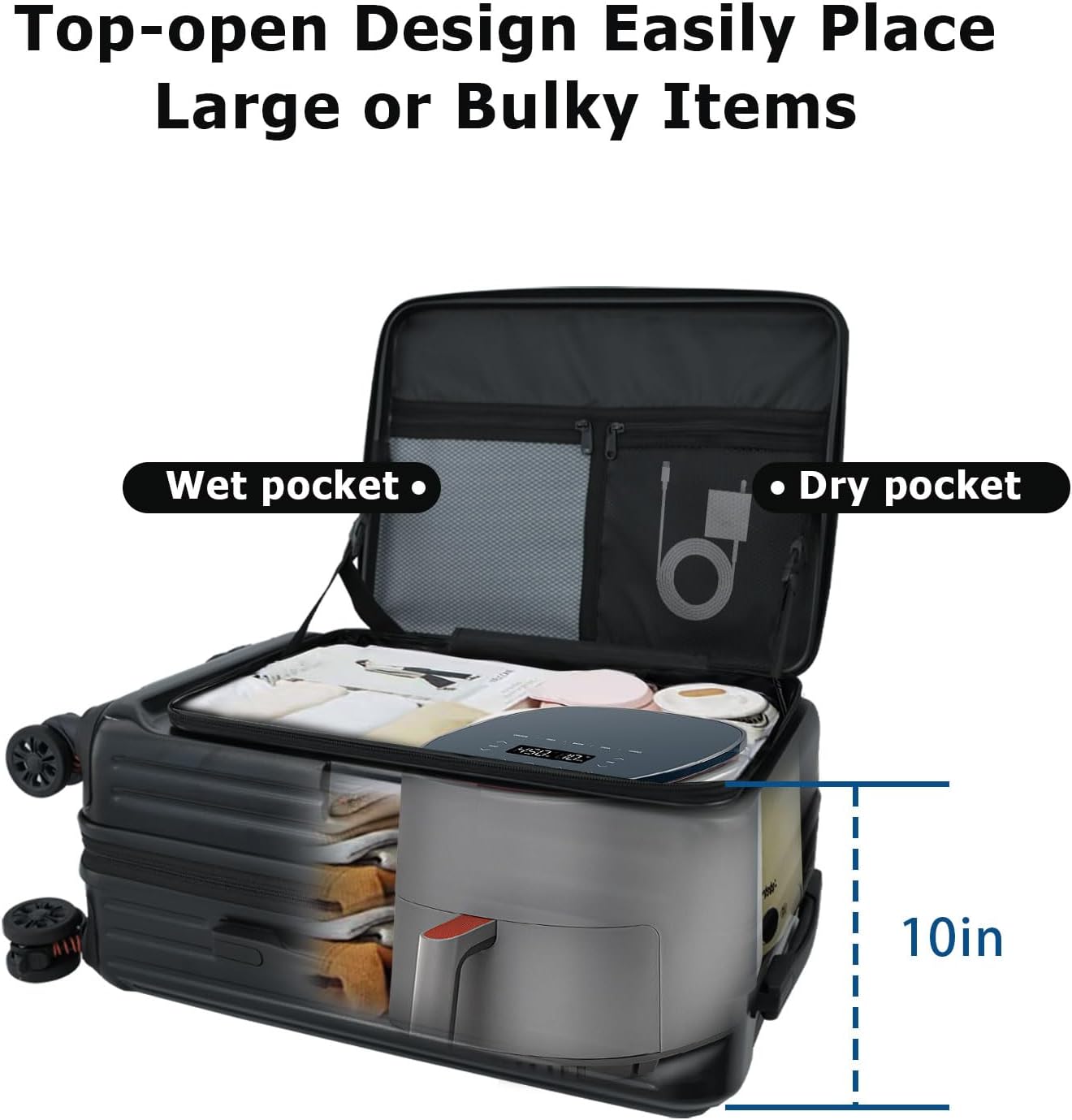 Carry on Suitcases with Wheels, 20 inch Carry on Luggage 22x14x9 Airline Approved, Hard Shell Top-open Design Luggage with Spinner wheels, Expandable Suitcase with YKK zipper, Lightweight and Durable.