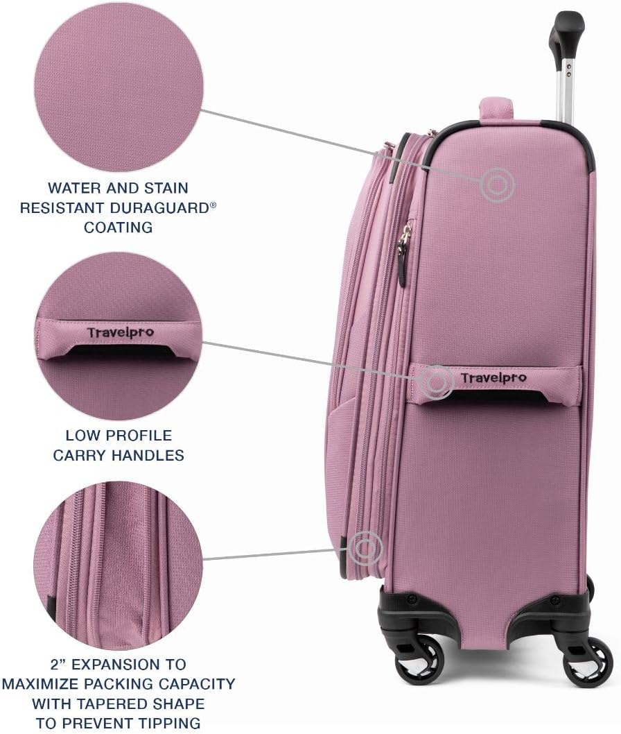 Travelpro Maxlite 5 Softside Expandable Luggage with 4 Spinner Wheels, Lightweight Suitcase, Men and Women, International, Orchid Pink Purple, Carry-on 21-Inch