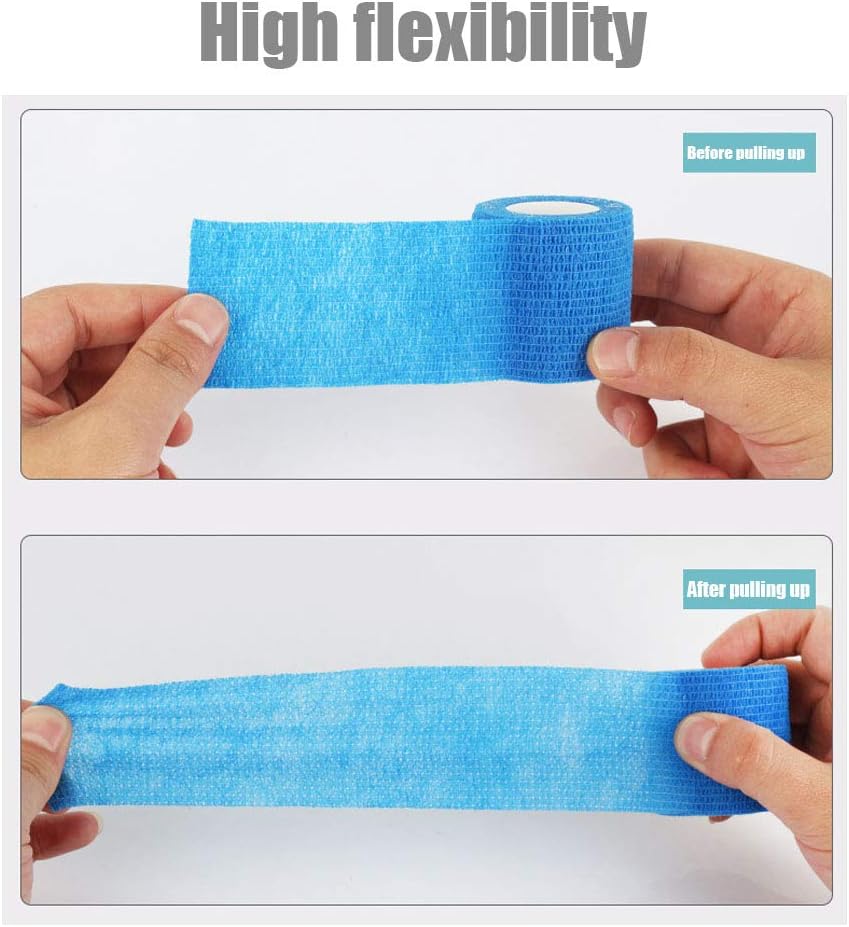 (12-Pack) 2” x 5 Yards | Self Adhesive Bandage Wrap, Kuvvfe Athletic Elastic Cohesive Bandage for Sports Injury,Strain,Knee & Wrist,Ankle Sprains & Swelling First Aid