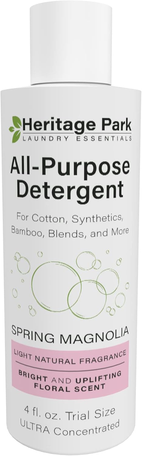 Heritage Park Luxury Laundry Detergent | Dermatologist Tested Plant based Natural & Enzyme Laundry Detergent | Sensitive Skin Friendly - Spring Magnolia (4 fl oz Trial Size)