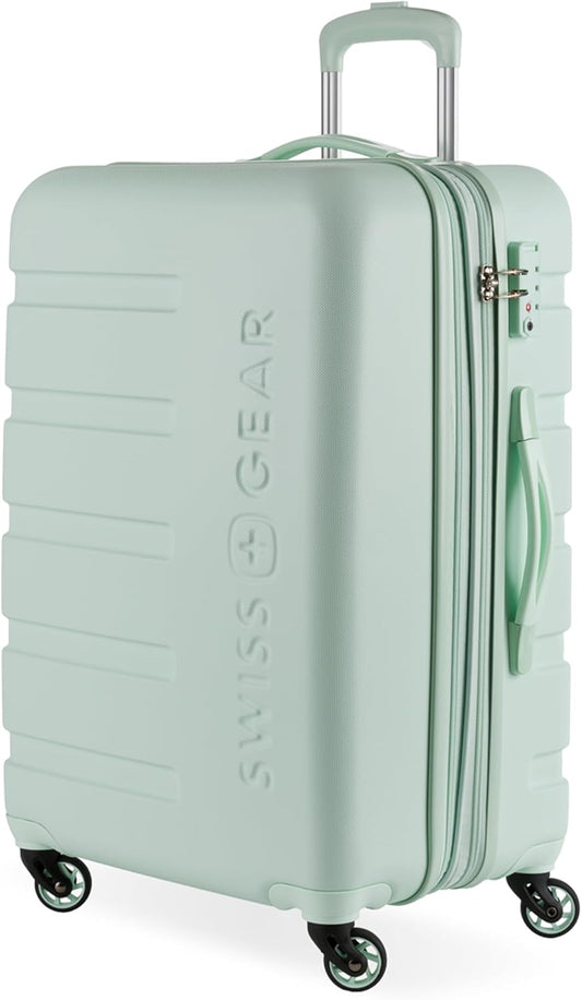 SwissGear 7366 Signature Hardside Expandable Luggage with Spinner Wheels, TSA Lock, Clearly Aqua, Checked-Medium 23-Inch