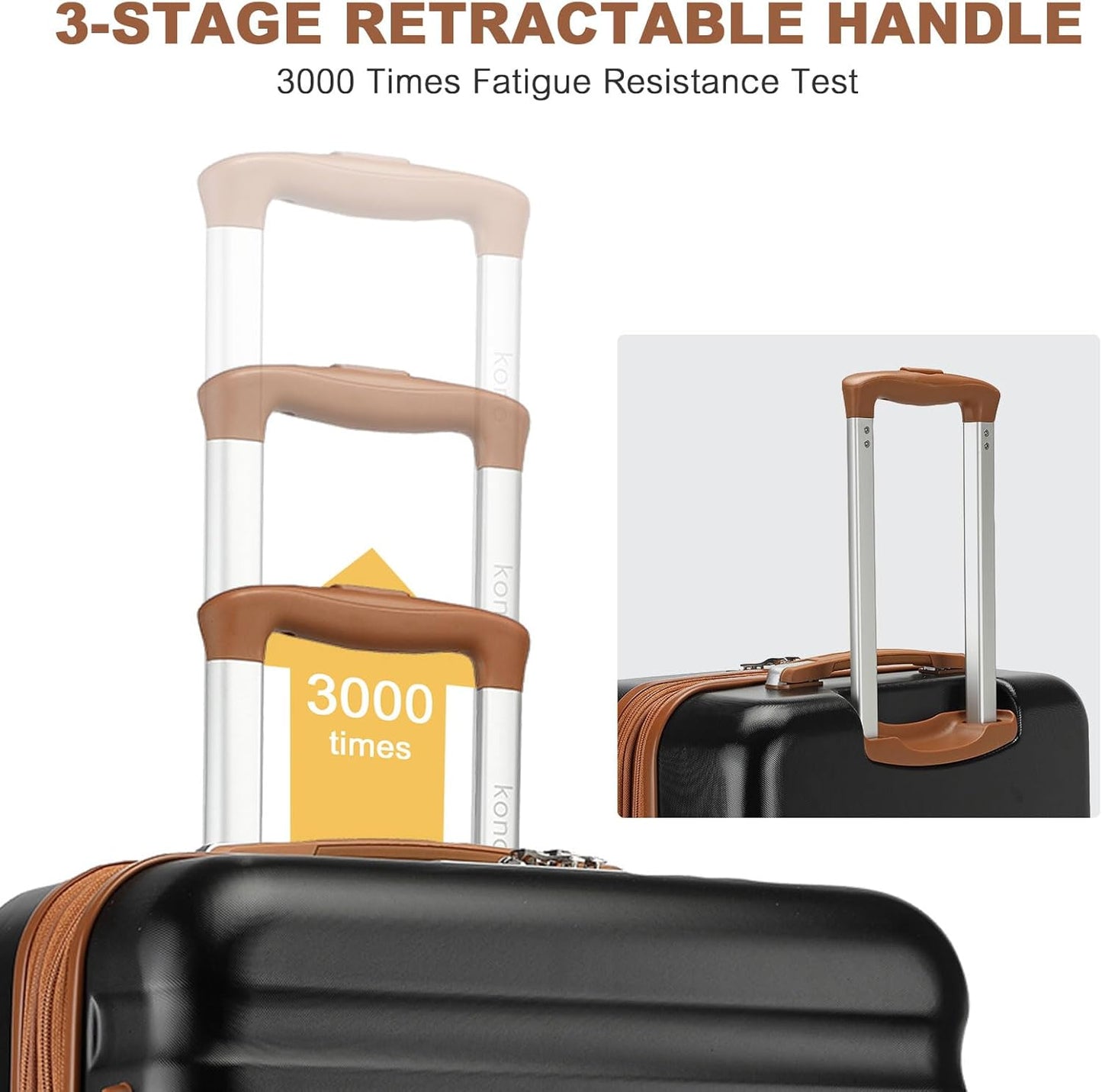 Kono Airline Approved Carry On Luggage, 22x14x9 inches, 20 Inch Expandable Lightweight Hardshell Suitcase with TSA Lock, (Black Brown, Suitable for 1-3 Days of Travel)