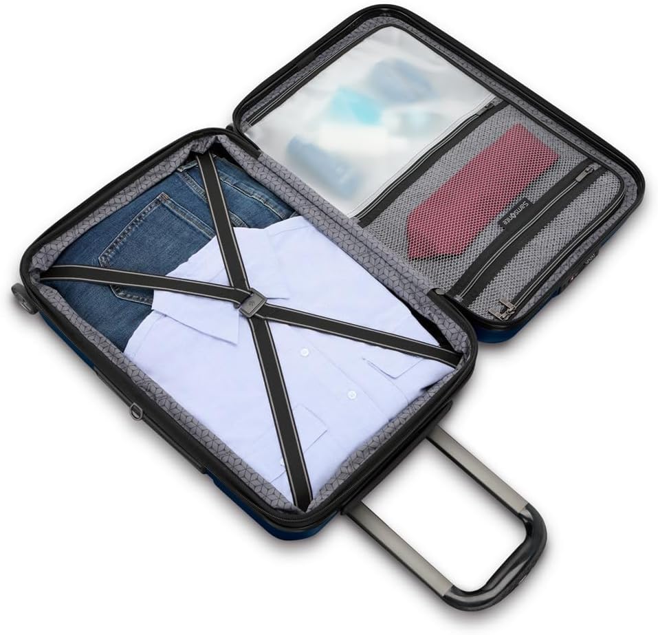 Samsonite Carry-On Pro Front Pocket Hardside Expandable 21-Inch Octiv Luggage: Durable & Impact Resistant, 360° Aero Trac Spinner Wheels, Adjustable Telescopic Handle, TSA Approved Lock - Blue