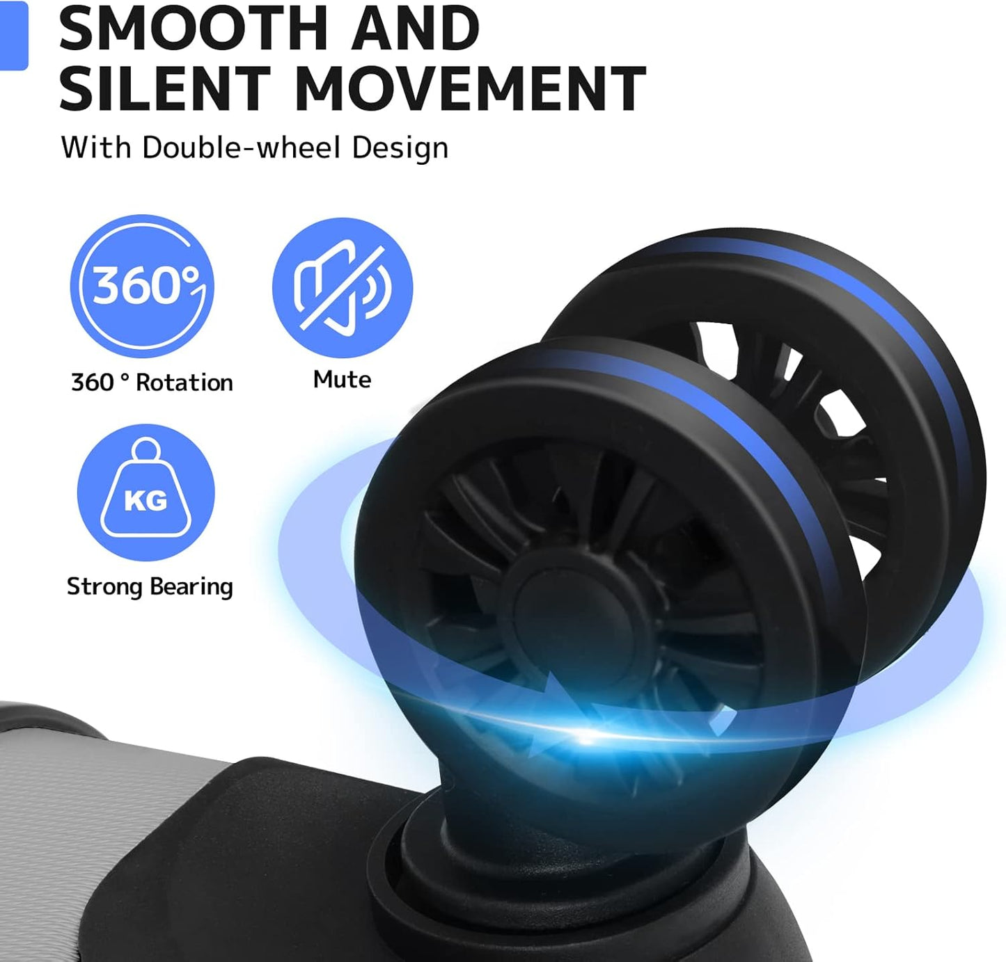 AnyZip Luggage PC ABS Hardside Lightweight Suitcase with 4 Universal Wheels TSA Lock Carry-On 20 Inch Silver