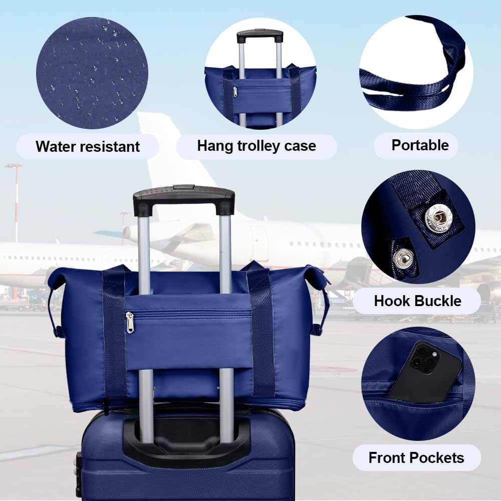 AnyZip Luggage Set 20 Inch Carry on Luggage PC ABS Hardshell Lightweight Suitcases for Travelling with 4 Universal Wheels TSA Lock Dark Blue