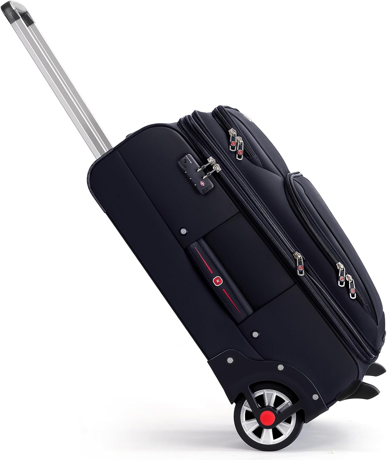 Laduga Softside Expandable Luggage with Large Steel Wheels Checked-Luggage Suicase (Black, 25-Inch)