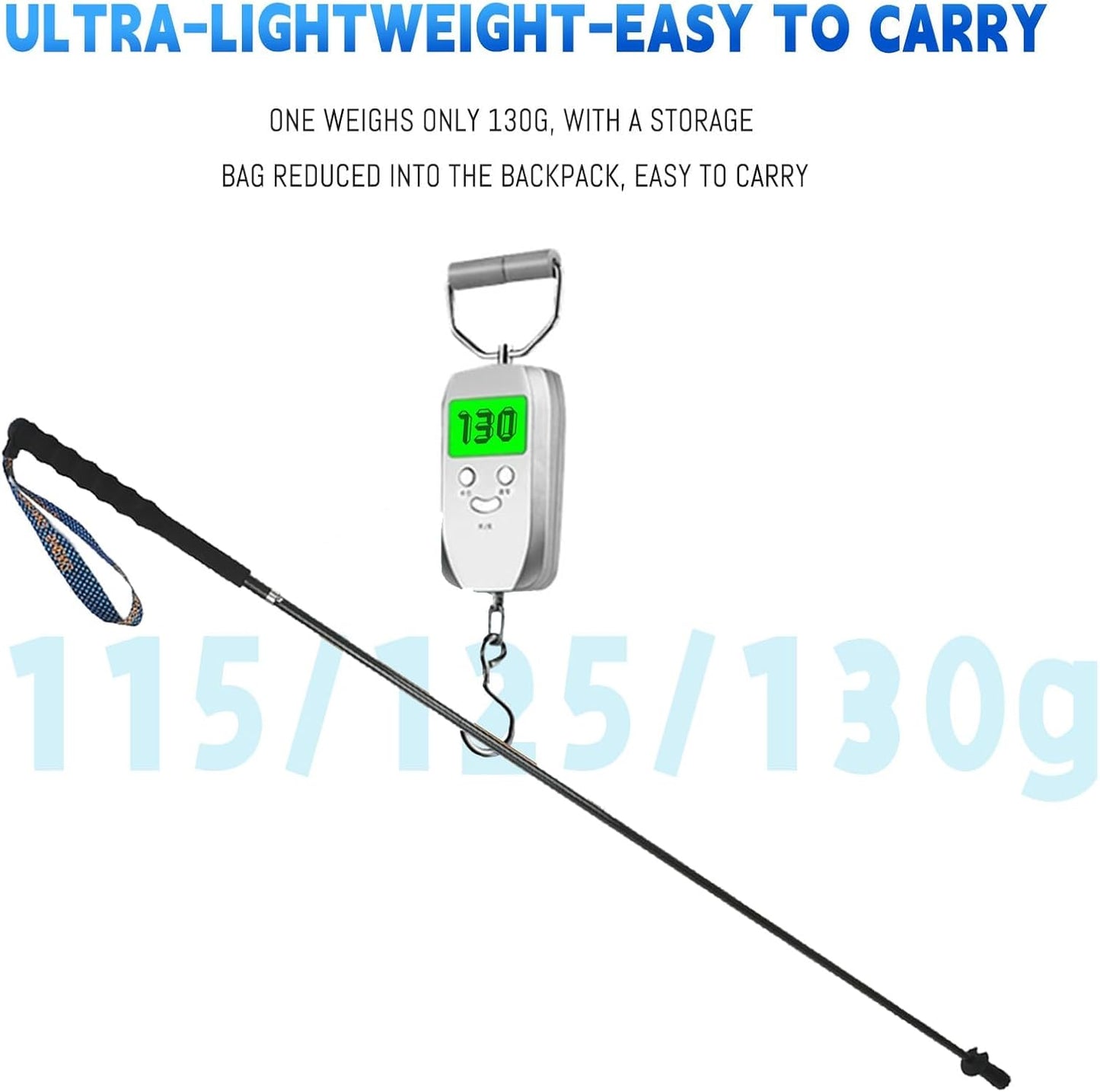 Carbon Fiber Trekking Poles 2-Pack - Ultra Lightweight 10oz, Collapsible 3-Piece Folding Design with Anti-Shock, Moisture-Wicking Cork Grips for Hiking, Mountaineering