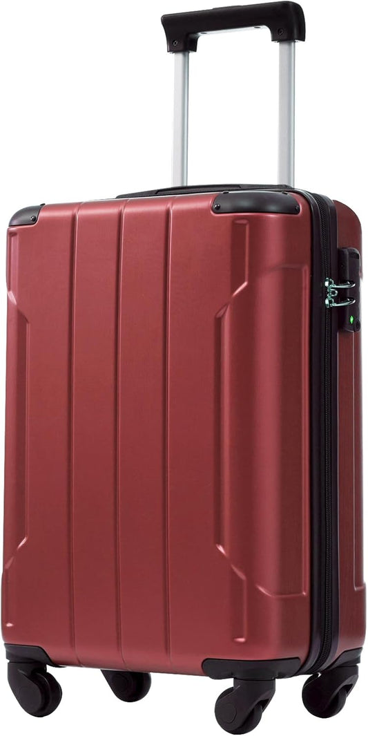 20in Carry On Luggage Hardshell Suitcase with Spinner Wheels Lightweight Lugagge Design Waterproof Durable for Travel (Red)
