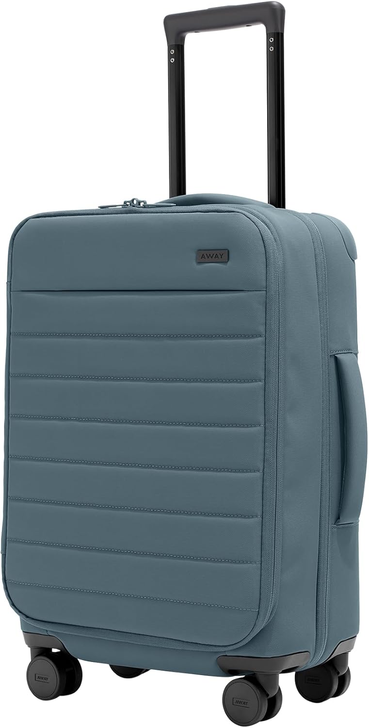 Away Softside Carry-On Suitcase, 22 Inch Lightweight, Expandable High-Strength Nylon Luggage With Spinner Wheels, Meets Requirements for Most Major Airlines, Coast Blue