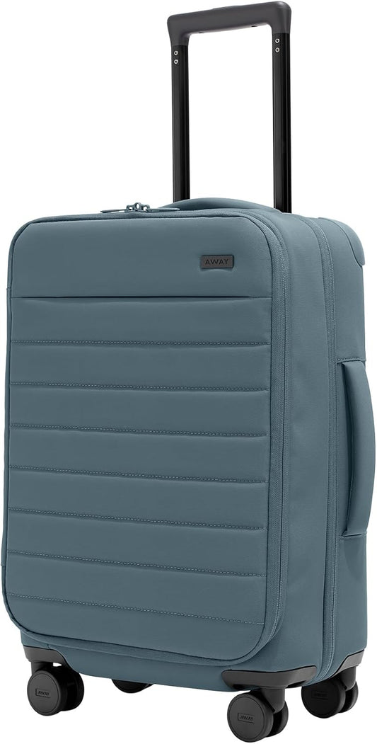 Away Softside Carry-On Suitcase, 22 Inch Lightweight, Expandable High-Strength Nylon Luggage With Spinner Wheels, Meets Requirements for Most Major Airlines, Coast Blue