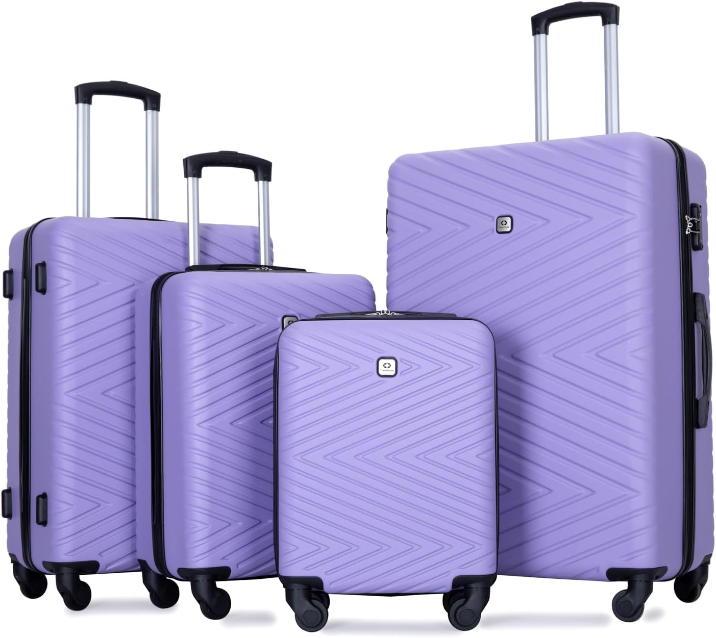 4-Piece Hardside Luggage Set with TSA Lock, Lightweight ABS Suitcases With Spinner Wheel, 16/20/24/28 inch, Purple