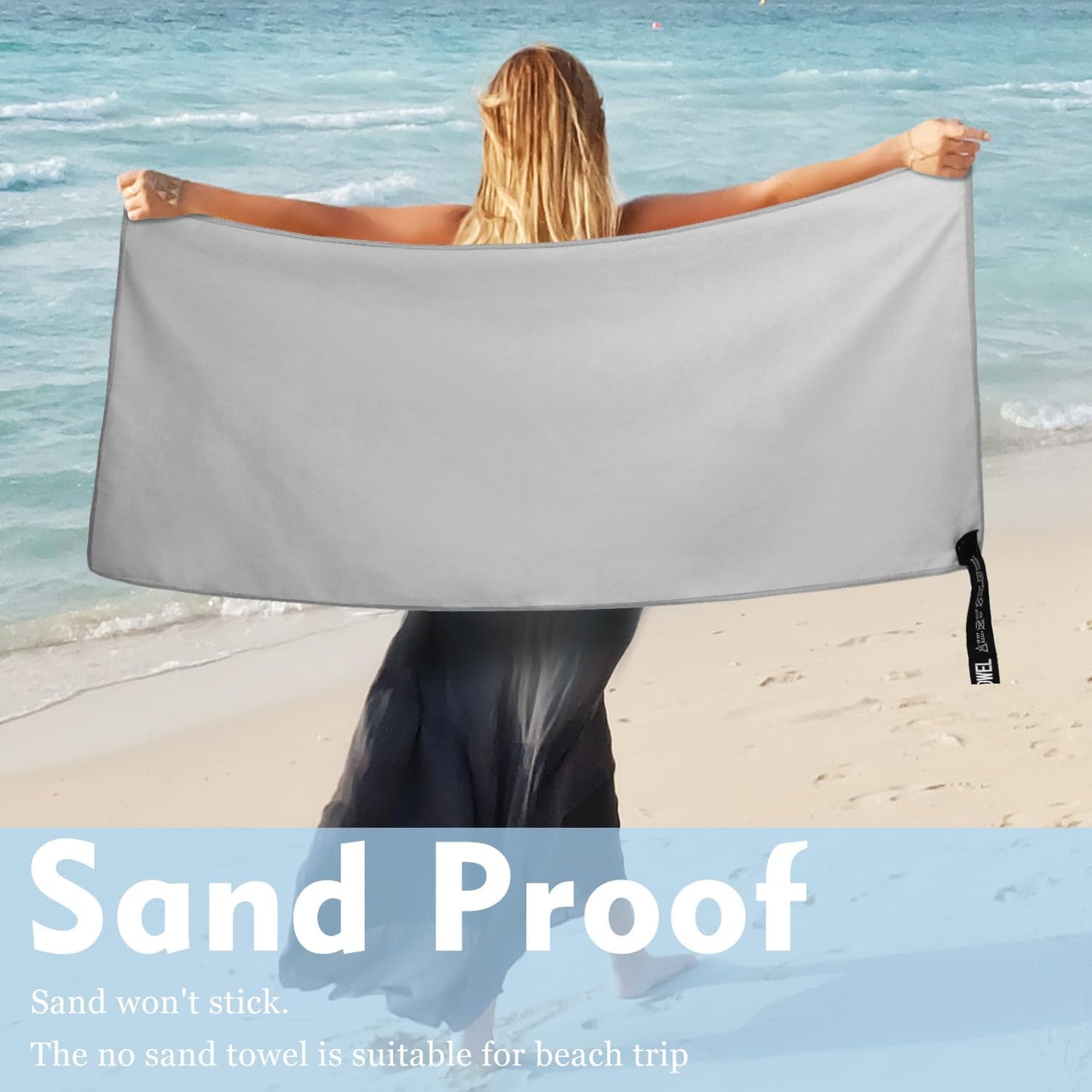 Microfiber Travel Towel, Soft Lightweight Quick Dry Towel, Super Absorbent Compact Travel & Sports & Beach Towels for Camping, Backpack, Gym, Swimming, Yoga, Hiking (S:16"×32" -Gray)