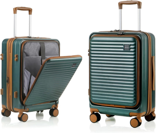 Carry On Luggage Airline Approved, 20 Inch Expandable PC Hardside Lightweight Suitcases with Spinner Wheels and TSA Lock (Dark Green, 20 Inch)