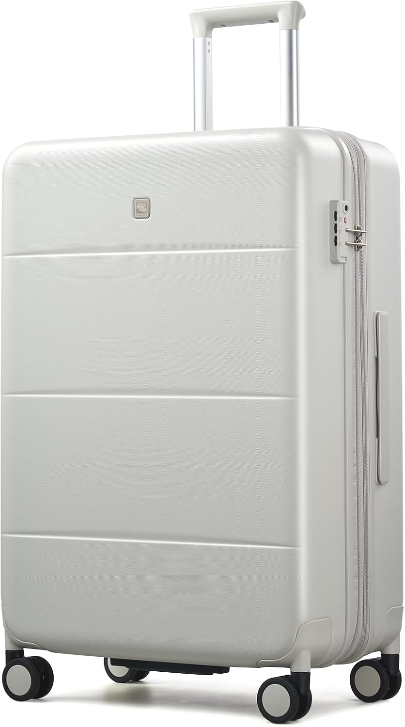 Hanke Expandable 26 Inch Luggage with Spinner Wheels, Hardside Large Suitcase, All-PC Hard Shell Travel Luggage, TSA Lock, Lightweight Durable Checked-Medium (Smoke White, 93L)