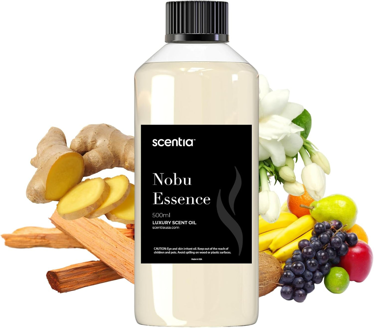 Scentia Hotel Diffuser Oil Inspired by The Nobu Hotel Scent - 500 mL 16.9 fl oz - Essential Oil Blend Jasmine, Lilly, Sandalwood & Fresh Citrus for HVAC Ultrasonic Diffusers - Nobu Essence