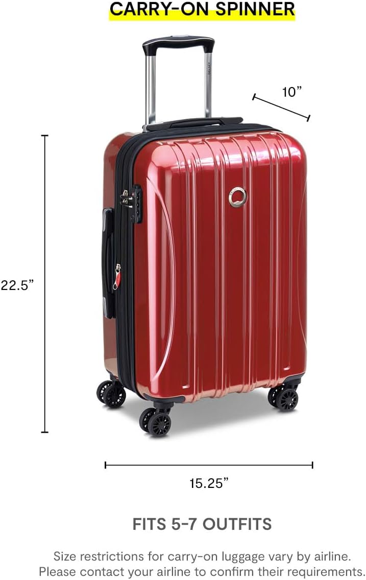 DELSEY PARIS Helium Aero Hardside Expandable Luggage with Spinner Wheels, Brick Red, Carry-On 21 Inch