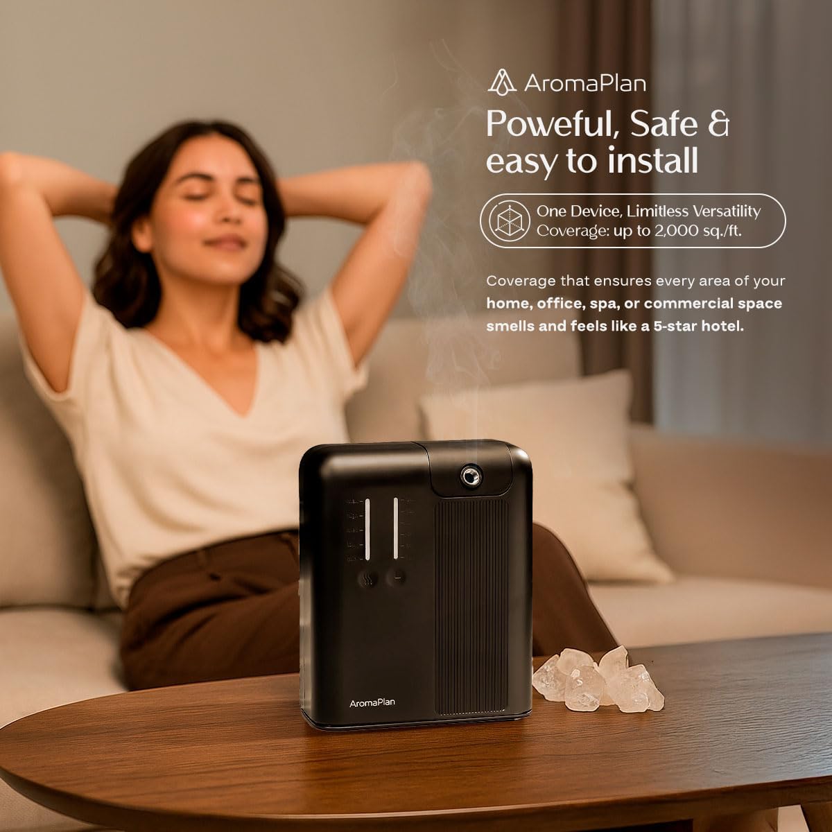 AromaPlan 5 Star Collection Cold Air Scent Diffuser, Whole House (2 Scents Included)- Waterless Smart Aroma, Scent &Time Adjust., App Control, HVAC | Home, Commercial, Hotel | Large Room, 2,000 sq.ft