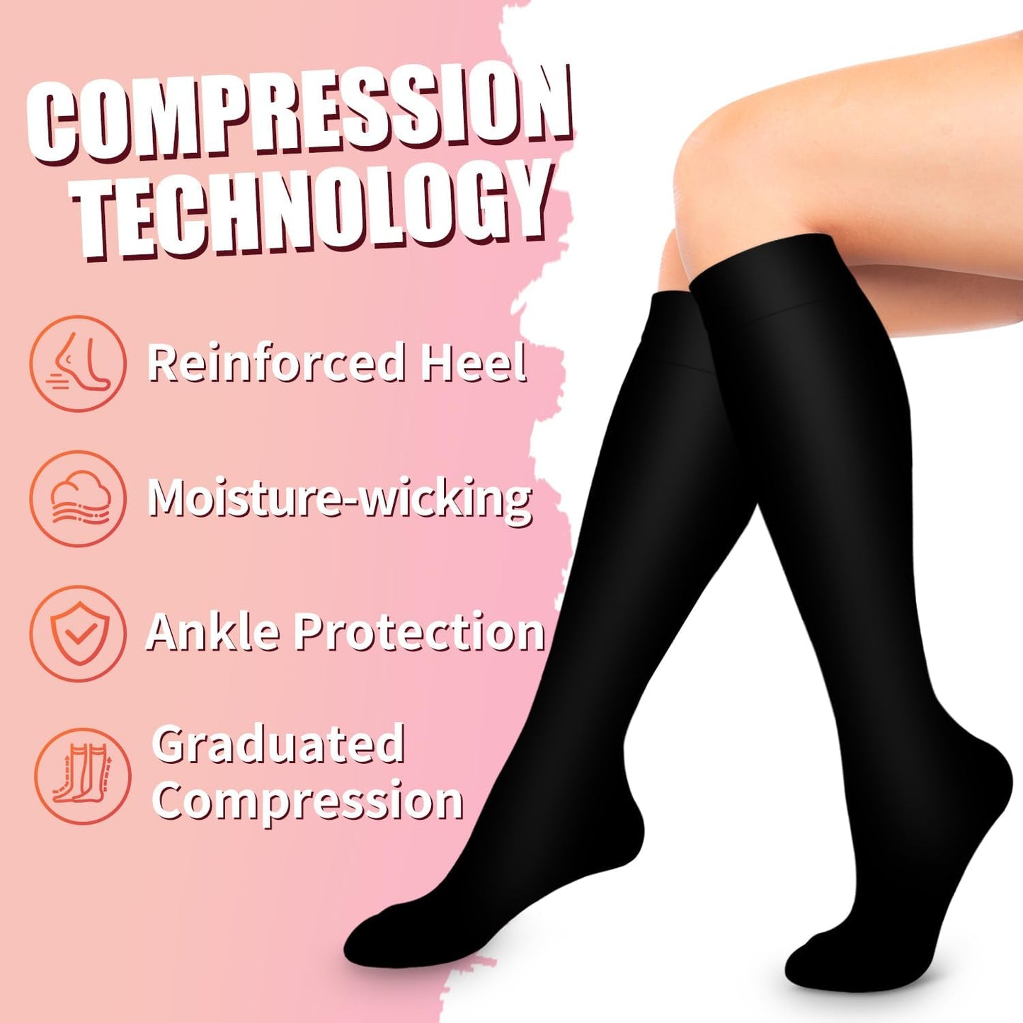 Bluemaple Compression Socks for Women & Men Circulation (6 Pairs) 15-20 mmHg is Best Support for Athletic Running Cycling