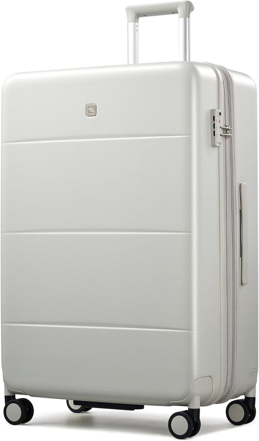 Hanke Expandable 28 Inch Luggage with Spinner Wheels, Hardside Large Suitcase, All-PC Hard Shell Checked Luggage, TSA Lock, Durable Checked-Large (Smoke White, 114L)