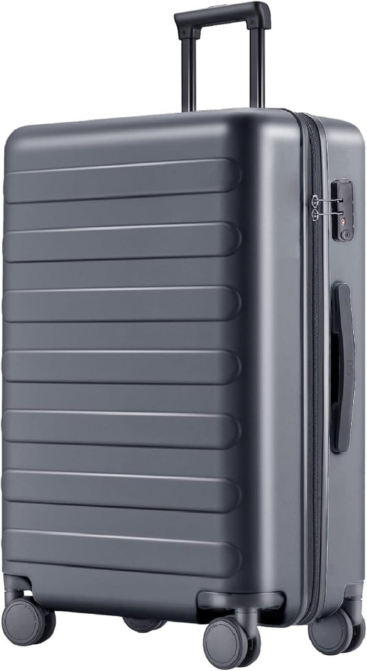 NINETYGO Medium Checked Luggage 26 Inch, Checking In Luggage with Smooth Spinner Wheels, Lightweight, Hard Shell PC Suitcase, Lightweight Travel Luggage, TSA Approved (Grey, Rhine Basic)