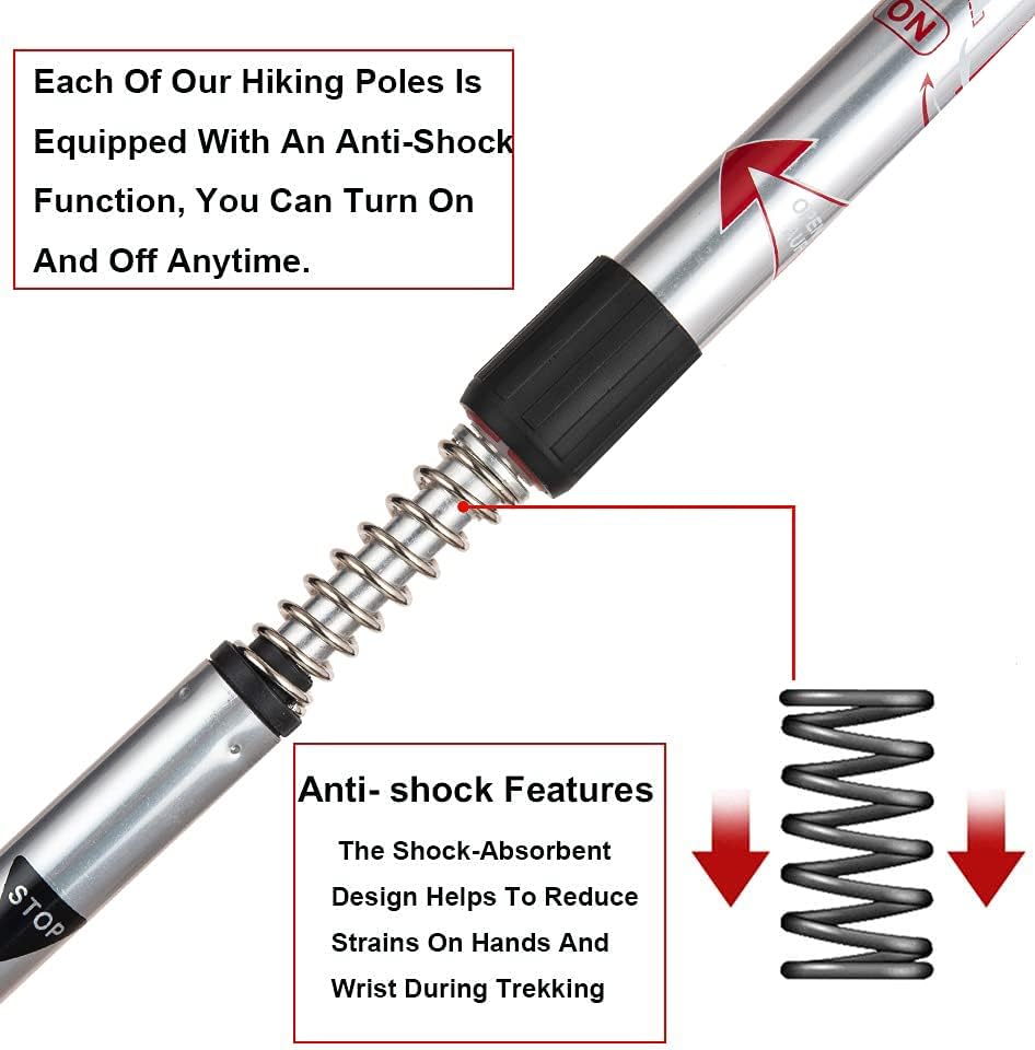 Aihoye Hiking Trekking Poles, 2 Pack Collapsible, Lightweight, Anti Shock, Walking Sticks, Adjustable Hiking Pole for Men and Women