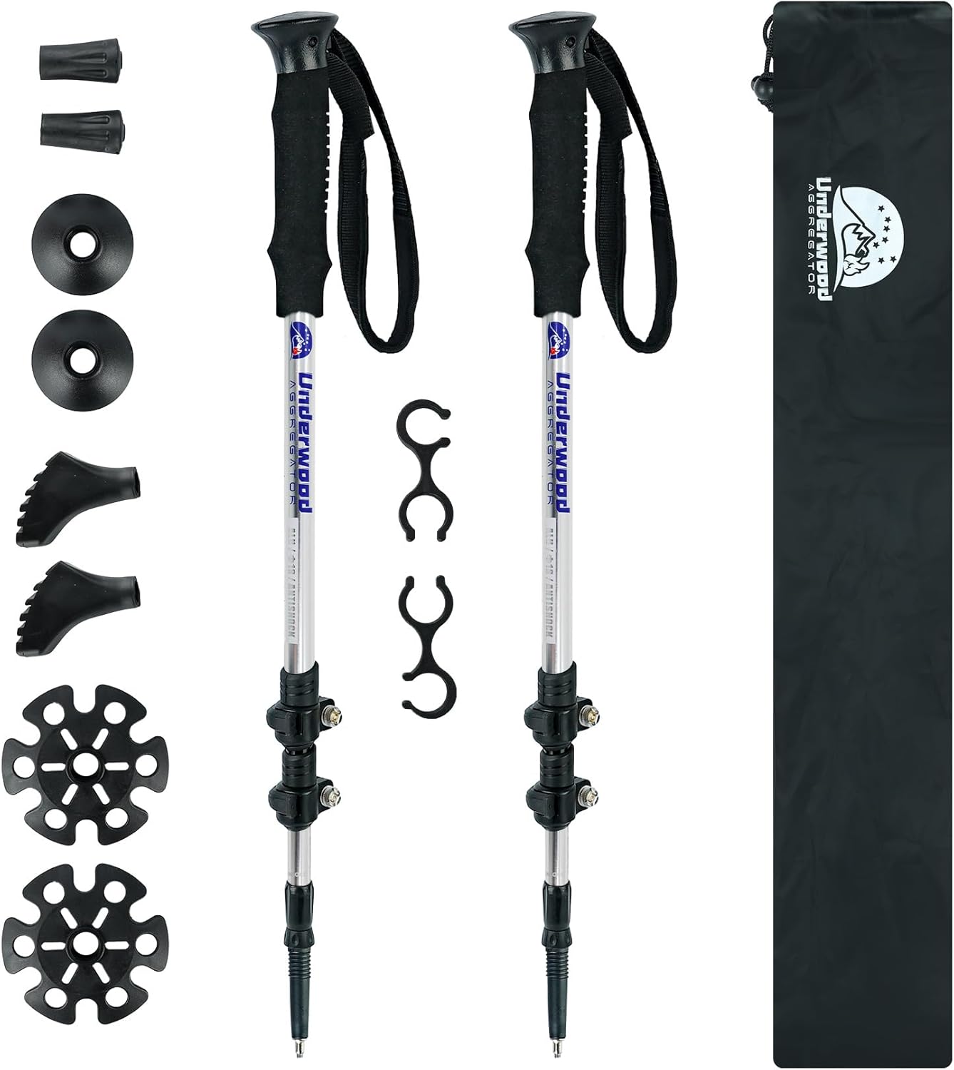 Trekking Poles Collapsible Hiking Poles - 2 Pack Adjustable Aluminum Hiking Sticks, Lightweight Walking Sticks for Women, Men, Seniors, Kids, Walking Poles for Backpacking by Underwood Aggregator