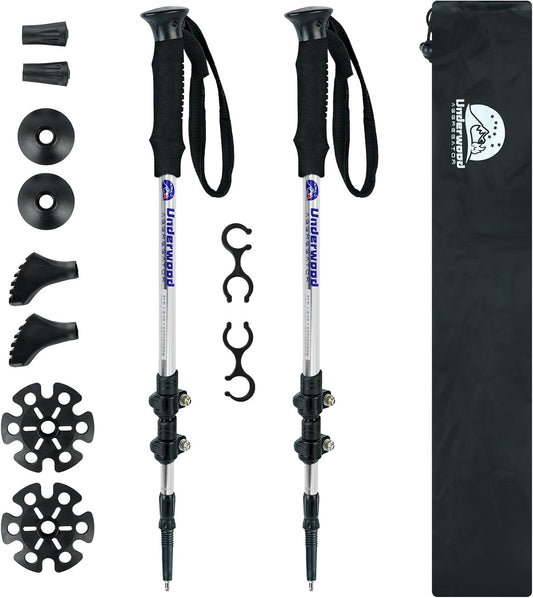 Trekking Poles Collapsible Hiking Poles - 2 Pack Adjustable Aluminum Hiking Sticks, Lightweight Walking Sticks for Women, Men, Seniors, Kids, Walking Poles for Backpacking by Underwood Aggregator