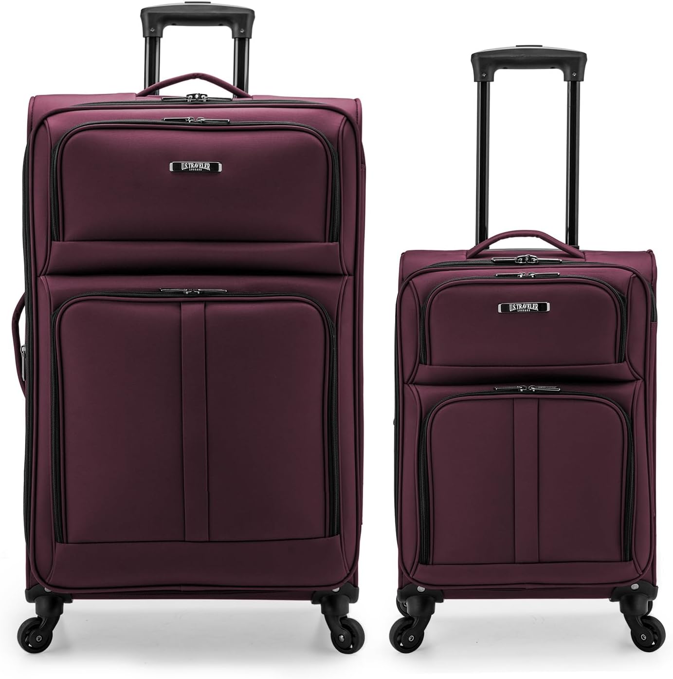 U.S. Traveler Anzio Softside Expandable Spinner Luggage, Burgundy, 2-Piece Set (22/30)