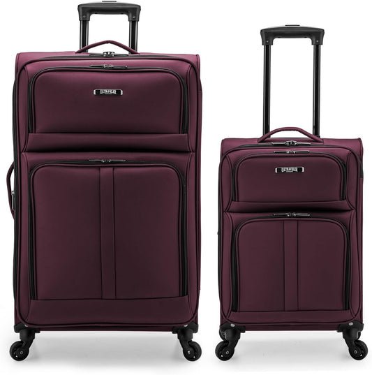 U.S. Traveler Anzio Softside Expandable Spinner Luggage, Burgundy, 2-Piece Set (22/30)