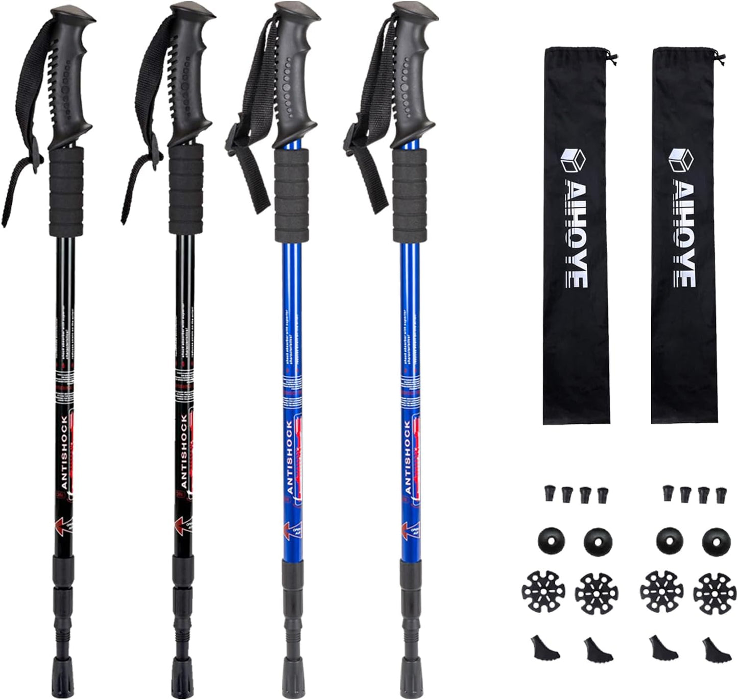 Aihoye Hiking Trekking Poles, 2 Pack Collapsible, Lightweight, Anti Shock, Walking Sticks, Adjustable Hiking Pole for Men and Women