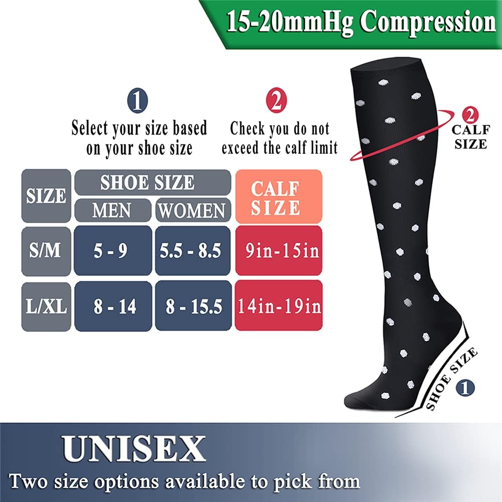 QUXIANG Copper Compression Socks for Women & Men Circulation (8 Pairs) - Best for Running Athletic Cycling - 15-20 mmHg