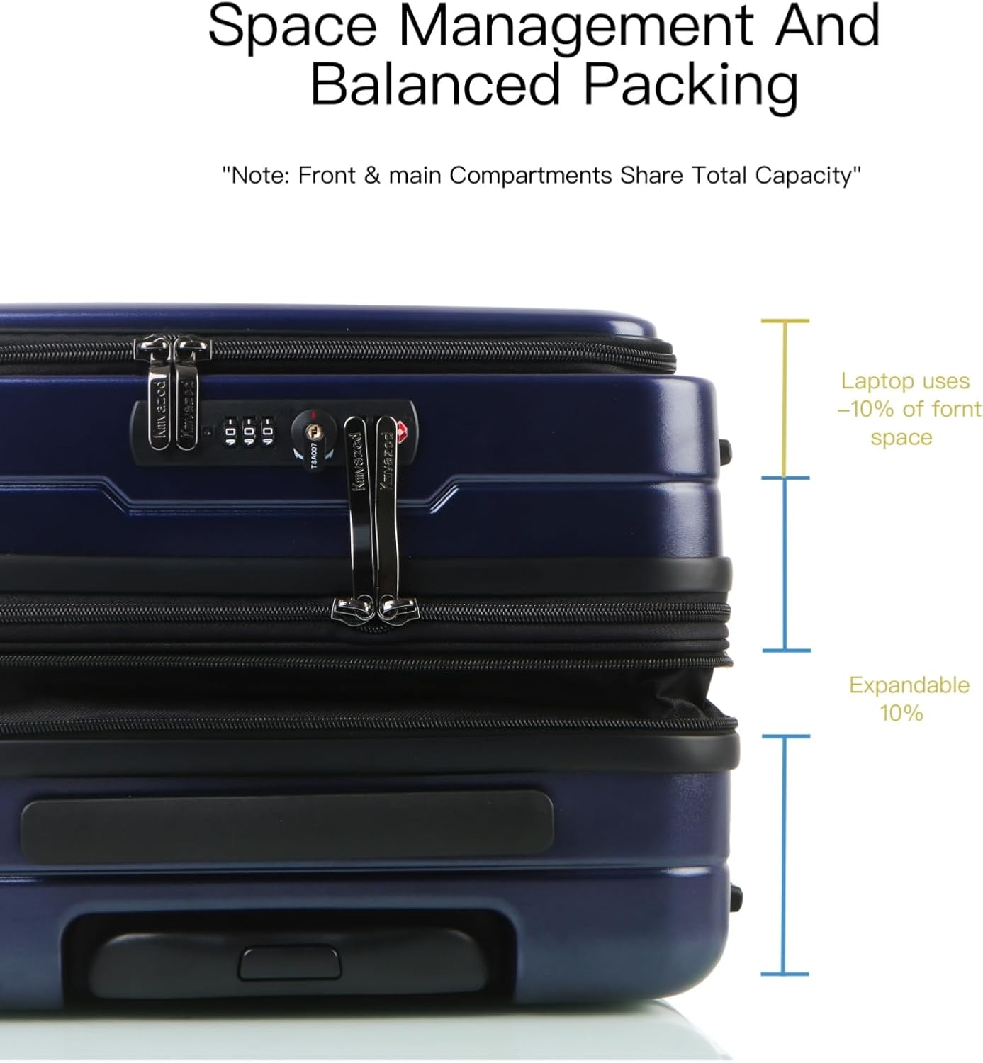 Carry On Luggage Airline Approved, 20 Inch Expandable PC Hardside Lightweight Suitcases with Spinner Wheels and TSA Lock (Dark Blue, 20 Inch)