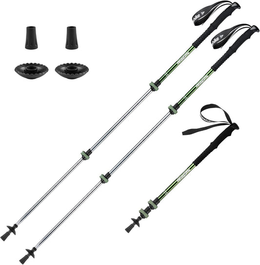 Naturehike Collapsible Trekking Poles, Adjustable Lightweight Aluminum Hiking Poles, Shock Absorption with Wrist Straps for Hiking and Daily Use, Yelllow/Green (Set of 2)