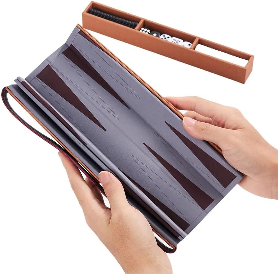 Backgammon Set for Adults, Backgammon Travel Set, Wrinkle-Resistant Foldable Chess and Checkers, Fun Outdoor Games for Family and Friends, Ideal Travel Game Set