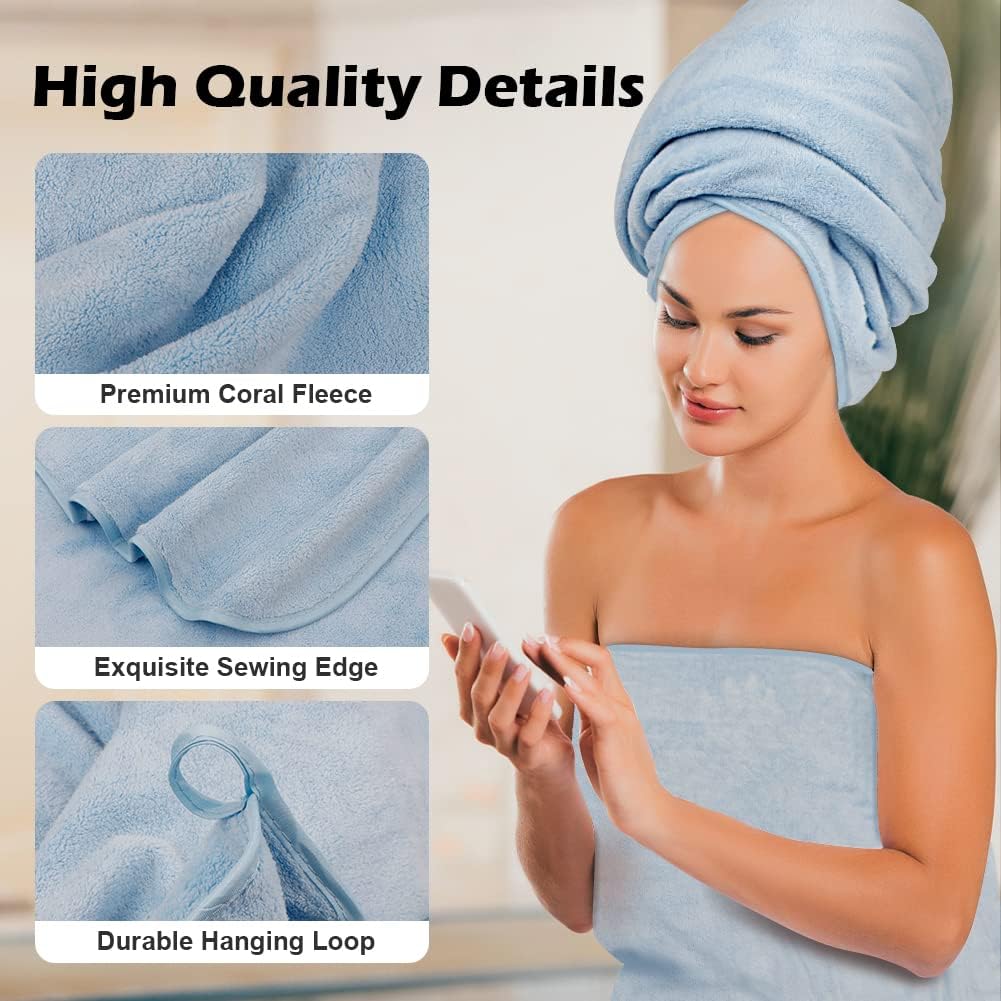 Orighty Bath Towels Pack of 4 (27’’ x 54’’) - Soft Feel Microfiber Bath Towel, Highly Absorbent Microfiber Towels for Body, Quick Drying, Bath Towel Set for Sport, Yoga, SPA, Fitness - Blue