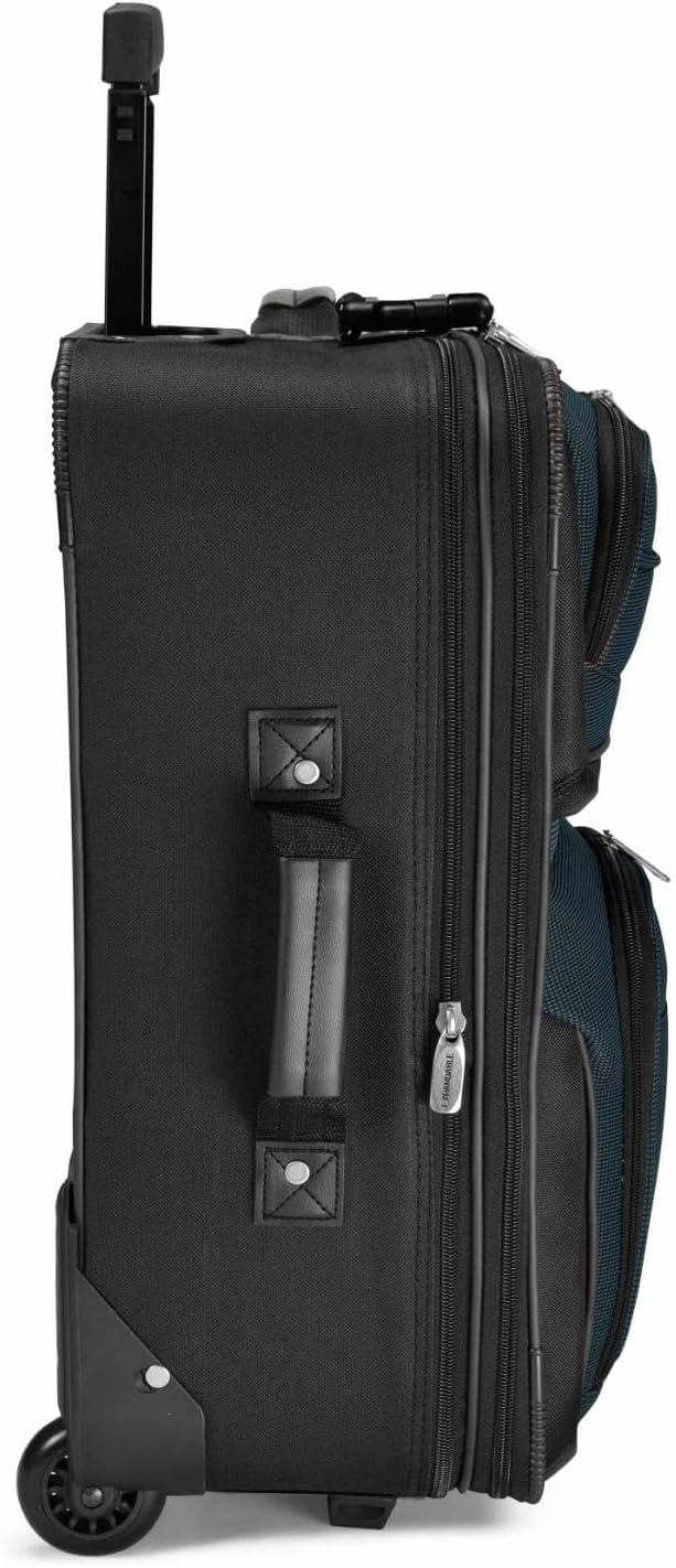 Travel Select Amsterdam 2-Piece Softside Expandable Rolling Luggage Set, 2-Wheel Suitcase with Travel Tote, Lightweight Durable Polyester, Navy