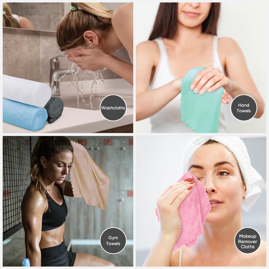 Orighty Ultra Soft Washcloths 48 Pack, Premium Microfiber Towel Sets 12 x 12 inches, Absorbent and Quick Drying Coral Velvet Washcloth, Versatile Wash Cloth for Bathroom, Hotel, and Gym (Multi-Colors)