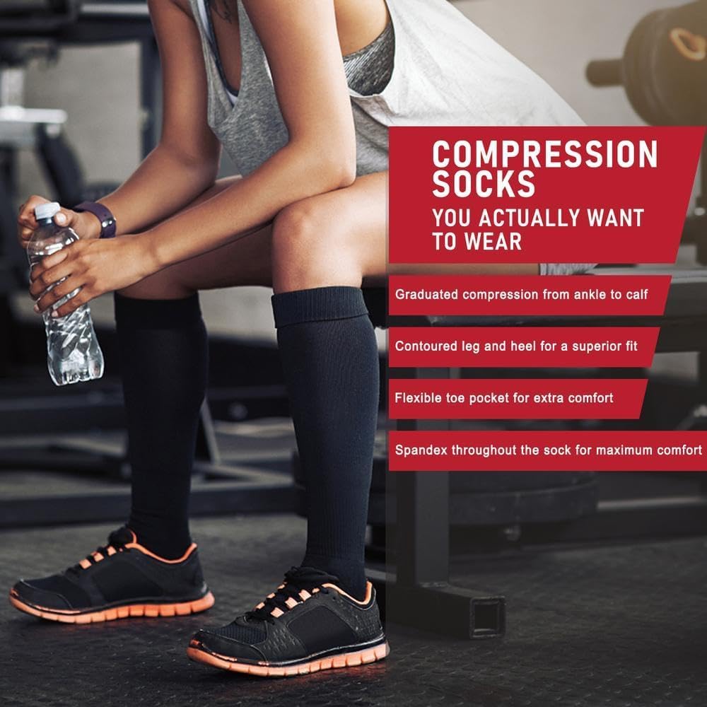 Graduated Compression Socks for Women&Men 20-30mmhg Knee High Socks Travel Hiking Running Stocking