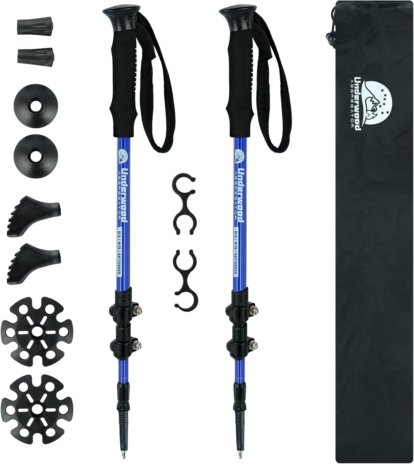 Trekking Poles Collapsible Hiking Poles - 2 Pack Adjustable Aluminum Hiking Sticks, Lightweight Walking Sticks for Women, Men, Seniors, Kids, Walking Poles for Backpacking by Underwood Aggregator