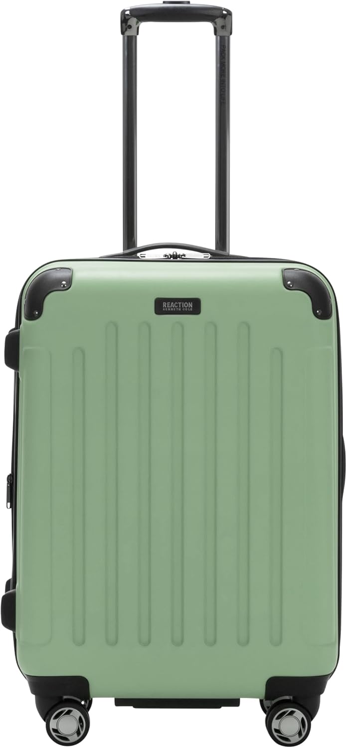 Kenneth Cole REACTION Renegade Luggage Expandable 8-Wheel Spinner Lightweight Hardside Suitcase, Seafoam, 24-Inch Checked