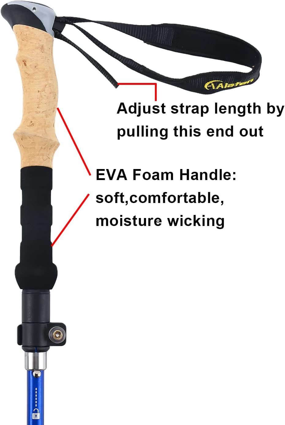 Lightweight Collapsible Trekking Pole - 7075 Aluminum Adjustable Walking Stick for Hiking & Travel, Foldable Quick-Lock Design, Single Pole for Adults & Seniors