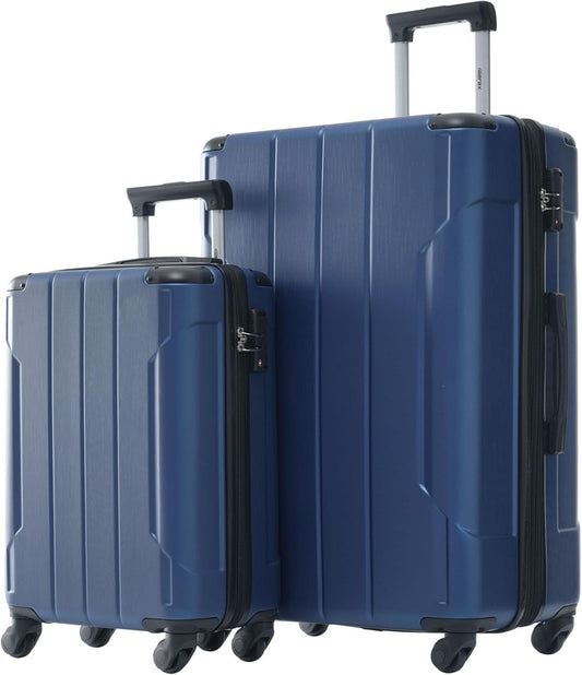 Merax Luggage Sets of 2 Suitcases With Wheels, Expandable and Lightweight, TSA Lock, Hardside Spinner Carry On Luggage (20 28 inch Blue)