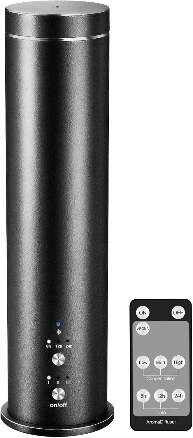 Waterless Essential Oil Diffuser Large Room Scent Diffuser for Home, Office, Hotel and Spas - Aromatherapy Diffuser Fragrance Oil Machine, Remote Control, Timer, Black