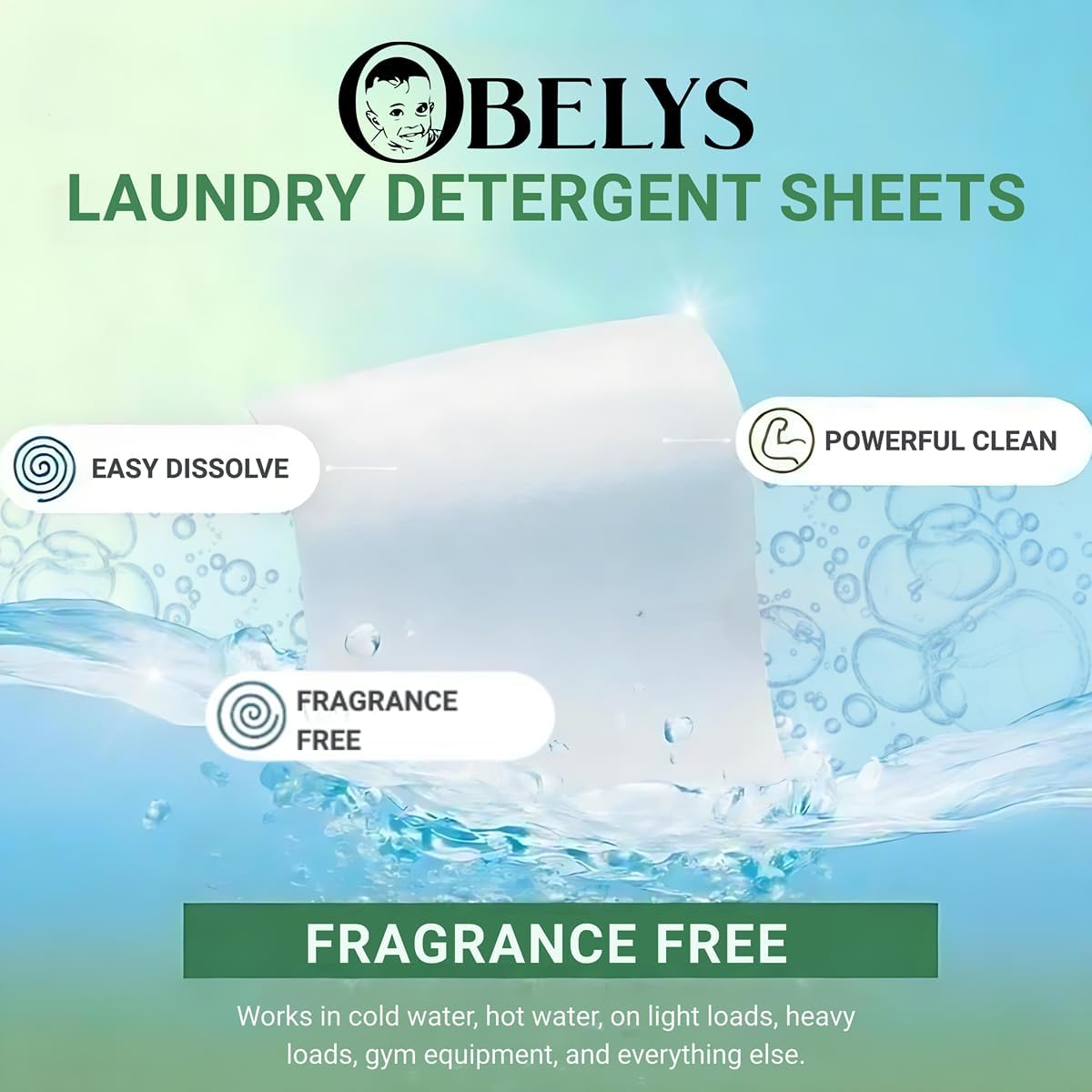 Laundry Detergent Sheets - Pre-Cut Fragrance Free Sheets for Freshness - 100% Natural Plant-Based Formula - Eco Friendly, Lightweight, Travel Ready - Up to 60 Loads in Compact Packaging