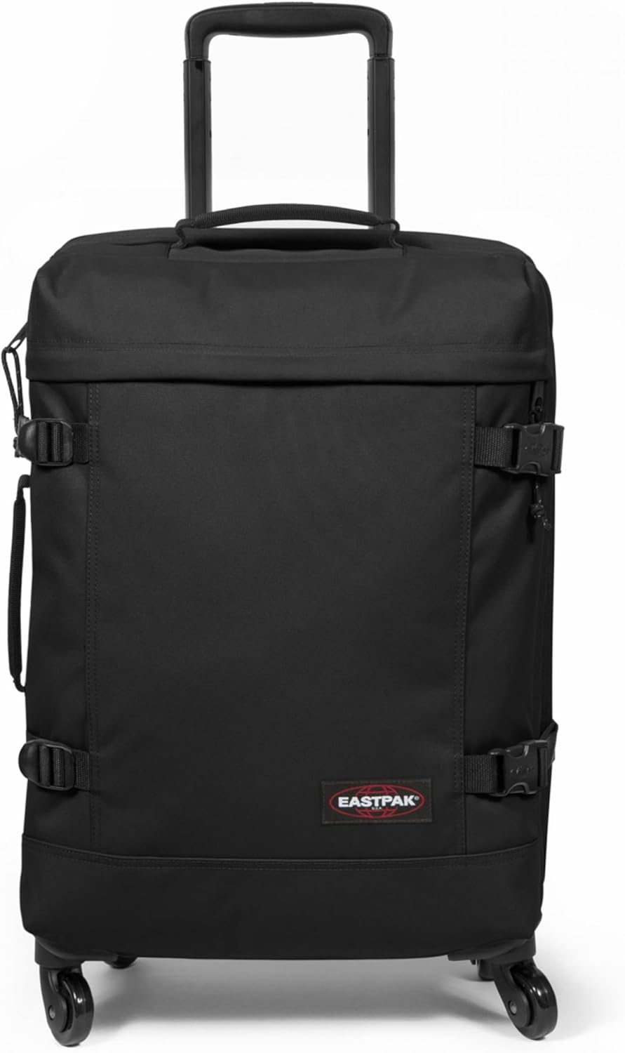 EASTPAK Trans4 S – 44L Large Wheeled Luggage with Dual Compartments, TSA Lock, 360° Spinner Wheels, and Diamond-Embossed Handle, Black