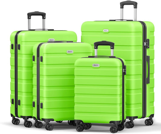 AnyZip Luggage Sets 4 Piece Hardshell Suitcase Set PC ABS Lightweight Travel Suitcases with 4 Double Spinner Wheels TSA Lock 20 24 28 32 Inch Apple Green