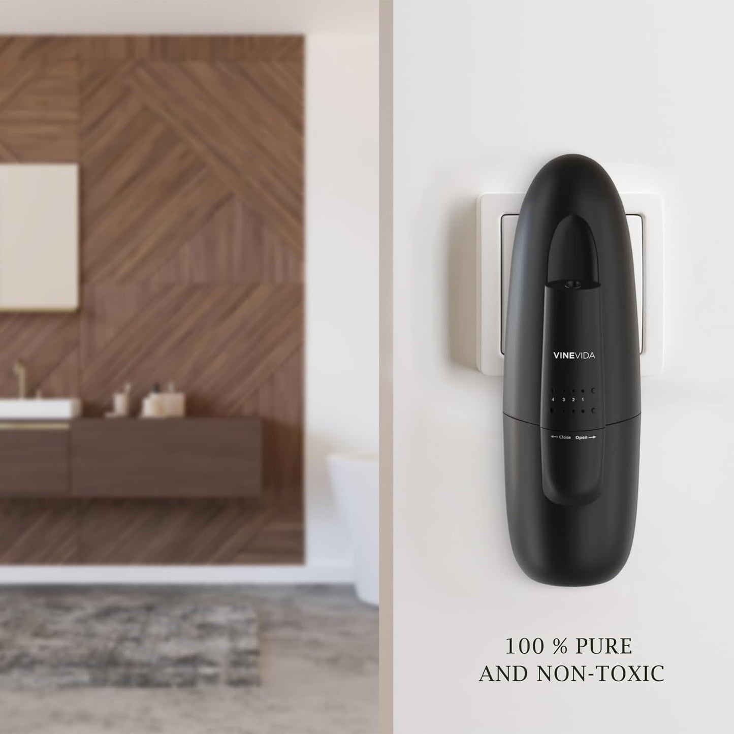 VINEVIDA Waterless Diffuser and 3 Top Selling Hotel Fragrance Oils - Essential Oil Diffuser for Home - Room Fragrance Air Diffuser [Black Aroma Diffuser]