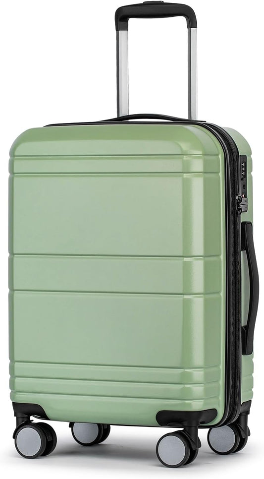 KYME Carry On Luggage 22x14x9 Airline Approved with TSA Lock Hard Shell Carry On Suitcase Lightweight Suitcases with Wheels Small Luggage for Men Women,Carry-On 20 Inch,Lt Green