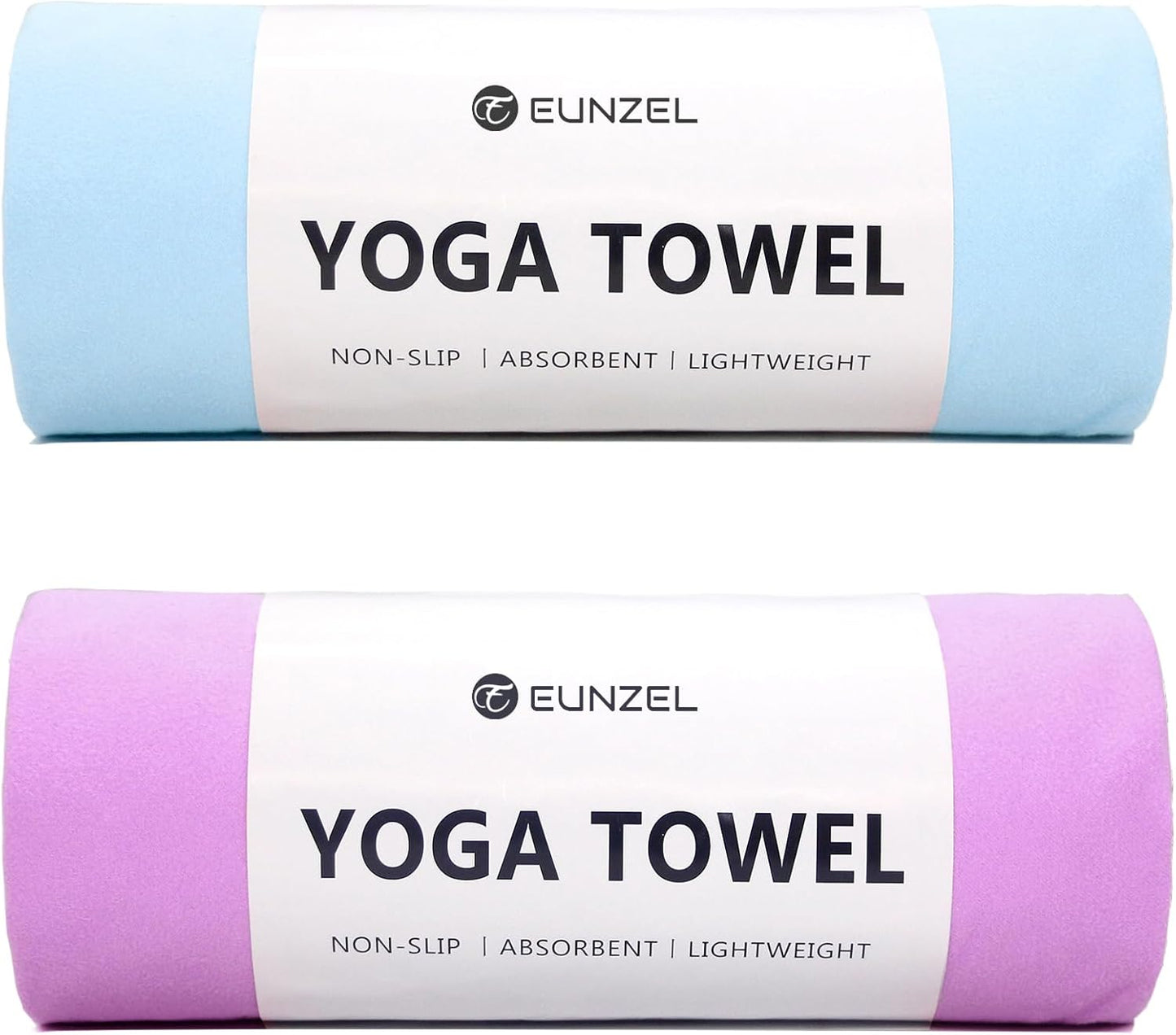 Eunzel 2 Pack Hot Yoga Towel Non Slip Yoga Mat Towel Non-Slip Sweat Absorbent Microfiber Towel for Hot Yoga, Pilates and Workout 72" x 26.5", Blue/Purple